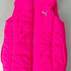PUMA HOT FLOURESCENT PINK PUFFER VEST GIRL'S MED 10/12 WOMEN'S